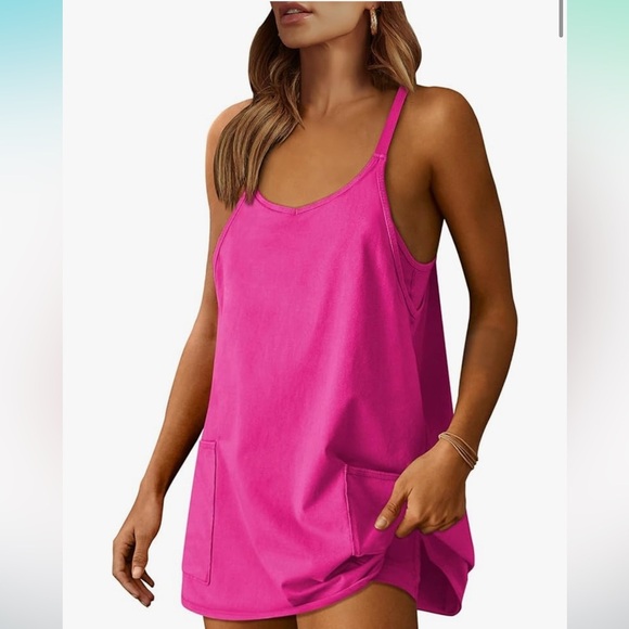 Anrabess Amazon Hot Pink Athletic Tank Dress NEW with tags - Picture 1 of 12